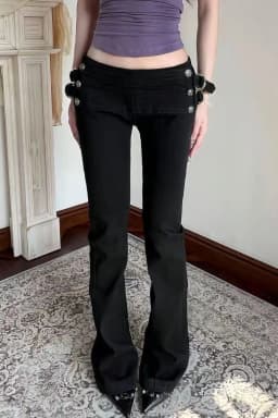2026 Y2k Retro Emo 2000s Women's Black Flare Pants Streetwear Fashion Trousers Harajuku Wide Yoga Pants 90s Aesthetic Clothes