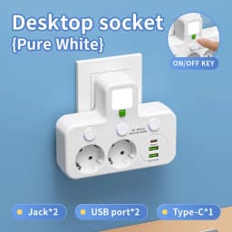 EU Plug AC Outlet Multitap Power Strip 2m Extension Cord Electrical Socket USB for Home Office Surge Protector Network Filter