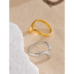 Yhpup Minimalist New Style Stainless Steel Open Chic Adjustable Ring Fashion Thin Finger Korean High Quality Jewelry 18K Golden