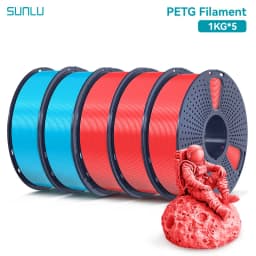 SUNLU 5 Roll PETG Clear Filament 1.75 ±0.02 mm 1 kg Spool (2.2 lbs) High Toughness Neatly Wound Filament Fit Most FDM Printer