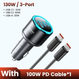Toocki 130W Car Charger PD 100W PPS SFC2.0 Fast USB Type C Car Phone Charger for iPhone 17 16 15 Samsung S26 S25 Tablet Laptop