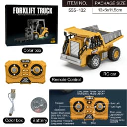 2026New Full-Scale Mini Excavator Tipper Truck 1:64 Remote Control Engineering Vehicle Mini Forklift Birthday Gift Toy RC Trucks