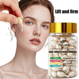 FDUAY Snail Mucin Essence Capsules Deep Moisturizing with Collagen VC & Hyaluronic Acid for Improved Skin Tone And Beauty