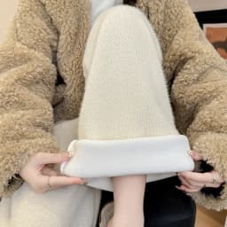 Drawstring High Waist Plush Pants For Women Winter Fleece Straight Wide Leg Casual Pants Woman Loose Thicken Warm Trousers Mujer