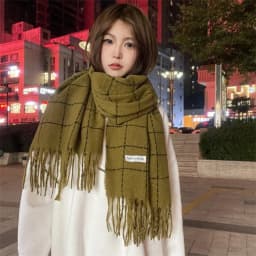 Tassel Plaid Wool Scarf Cashmere Shawl Solid Color Long Shawl Korean Style Scarves Wool Scarves Winter Cashmere Scarves Student