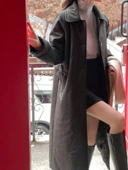 Elegant Street Style Cotton Jacket Women's Chic Vintage Lapel Belted Mid-Length Coat Polyester Fabric Long Sleeve Winter Oute...