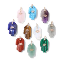 Fatima Hamsa Hand Evil Eye Pendant Lapis Lazuli Amethysts Rose Quart Natural Stone Charm For Making Necklace Bracelet Accessorie
