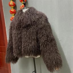 Sai Deng Qiu Li Winter Polychrome Warm Stand Collar Real Mongolia Sheep Fur Jacket Coat Women