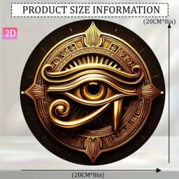Eye of Horus Round Iron Artwork 7.8 Inch Decorative Wall Hanging for Home Cafe Bar, Religious Collection, Ideal Gift for Friends