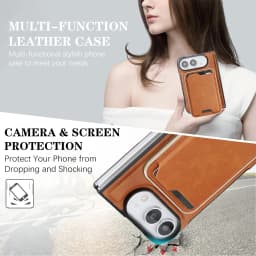 2 in 1 Detachable Card Holder Magnetic Leather Case for iPhone Ultra 18 Fold Shockproof for Magsafe Comfortable Grip Slim Cover