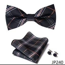 Great Quality Silver Office Butterfly Hanky Cufflink Set Bowtie For Men Geometric Hombre Formal Clothing