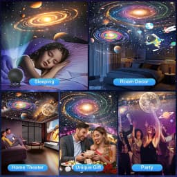 Planetarium Galaxy Projector for Bedroom Adjustable Night Light With Space Lamp Room Decor for Teens,Black