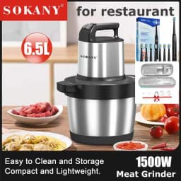 Food Processor 6.5L Electric Meat Grinders Stainless Steel Vegetable Slicer Chopper Crusher Kitchen Blenders Home Appliance
