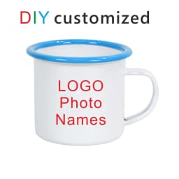 Customized Enamel Metal Mug 350ML Colorful Print Your Photo LOGO Coffee Mugs, Tea Cups, Mothers' Day, Fathers' Day Wedding Gift