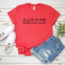 Choose Your Weapon T-shirt Funny DnD Dice Shirt Board Games RPG Gaming Tees Unisex Short Sleeve Tshirt Vintage D&D DM Tops Tee