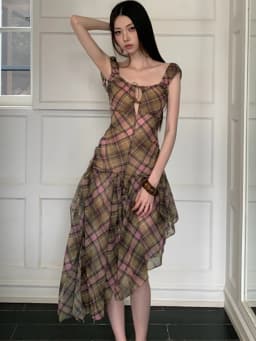 Summer Plaid Chiffon Chic Backless Sexy Sling Dress Women Elegant Bandage Casual Dress 2026 Korean Bodycon Luxury Evening Dress