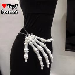 Gothic Punk Waist Chain Skeleton Hand Design Belt Edgy Cosplay Subculture Fashion Accessory Vintage Lolita Waist Belt for Women