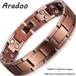 ARADOO Pure Copper Magnetic Bracelets for Men with Double-Row Strong Magnets Bracelet Jewelry Gifts