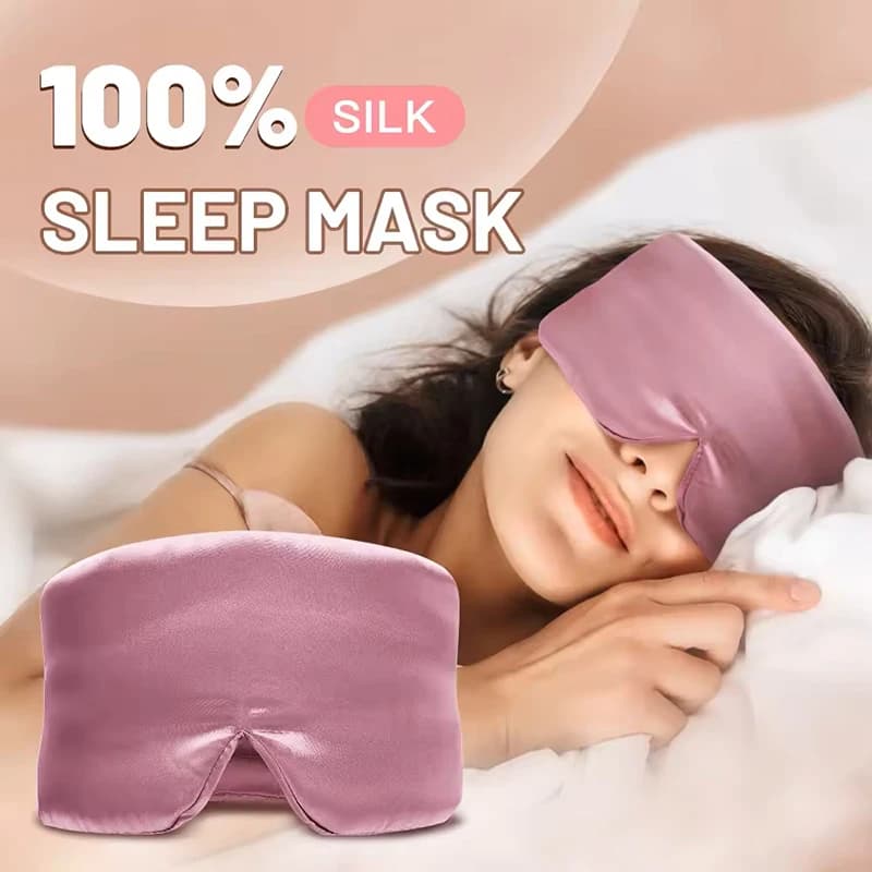 Silk Sleep Mask Soft Pressureless Sleeping Mask Silk Adjustable Wide Velcro Ear Cover & Nap Soft Padded Sleep Mask
