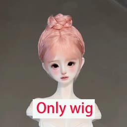 1/6, 1/4, 1/3 BJD Wig Mohair Awen Soft Doll hair bun Pink updo Single bun with bangs for 30-40-60cm SD DD Doll Wig Accessories