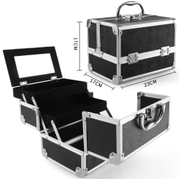 Makeup Case Handheld Aluminum Alloy Storage Box Large Capacity With Mirror Professional Makeup Artist Portable Makeup Toolbox