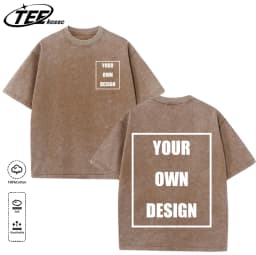 Custom Your Logo Print Summer Cool Snow Wash T-Shirt Cotton Casual Loose Short Sleeve Fashion Retro Tee Soft Couple Streetwear