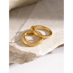 Unique Design Stainless Steel Hollow Irregular Geometric Ring for Women Waterproof Golden Fashion 2025 Charm Jewelry