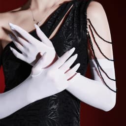 Women 40cm High Stretchy Smooth Tight Wet-Look Glossy Long Stockings Gloves Evening Bridal Prom Party Cosplay Stage Performance