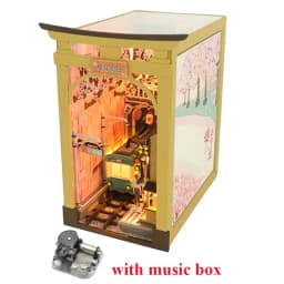 DIY Book Nook Shelf Insert Kits Miniature Dollhouse with Furniture Room Box Cherry Blossoms Bookends Japanese Store Toys Gifts