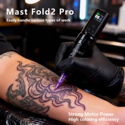 MAST Fold 2 Pro Wireless Tattoo Machine 7 Adjustable Strokes 2.4-4.2mm 2000mAh Battery for PMU Lining Shading Color Packing