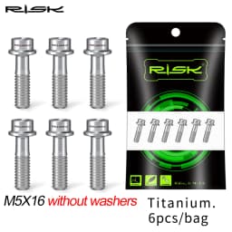 6pcs/bag RISK Bike Stem Bolts Bicycle Handlebar Fixing Screws Titanium Alloy M5x16 M5x18 M5X20 Hex Socket Head