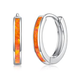 CiNily Simple Small Round Opal Hoop Earrings for Women 925 Sterling Silver Dainty Huggie Earrings Tiny Ear Jewelry Gifts 12mm
