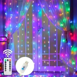 Holiday LED Curtain Light String USB Powered 8 Modes Christmas New Year Party Lights Home Wedding Birthday Room Decor Aesthetic