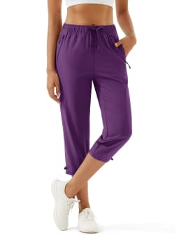 TACVASEN Womens Quick Dry Hiking 3/4 Cargo Capris Water Resistant Outdoor Pants Lightweight Athletic Capri Pants with Zip Pocket