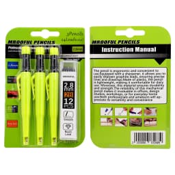 Carpenter's Pencil Card Set, Deep Hole Marking And Drawing, With 2.8mm 2Box Leads, For Carpenter Woodworking Architect