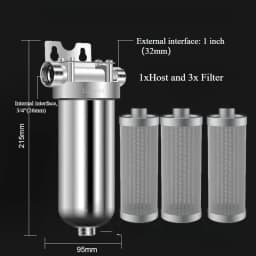Whole House Well Water Filter for Household, 304 Stainless Steel Pre Filter with High Flow & Backwashing Function