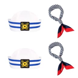 Sailor hat and scarf suit Navy Hat Unisex Captain Hat Navy Marine Hat For cruise lines, adult parties, Navy, cosplay, Outdoor