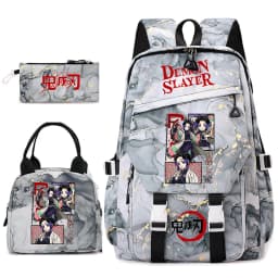 Demon Slayer Anime Backpack Set for Girls Demon Slayer 3Pcs School Bag Lunch Kit Pouch