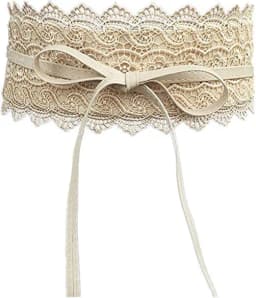 Boho Style Women Bow Lace Belt Wide Girdle Corset PU Leather Waist Belts Wedding Dress Skirt Decorative Waistband
