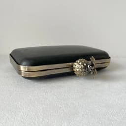 Antique DIY Bag Accessories Rectangle Metal Box Clutch Frame with Black Plastic Shell And Pineapple Top Head Purse Frame Mold