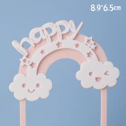Cute Pink Fox Bow flower Rainbow Cake Toppers Girl's Birthday Dessert Decoration for Children's Day Party Supplies Lovely Gifts