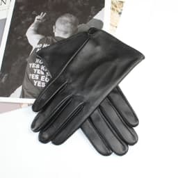 Men's Sheepskin Driving Gloves Solid Color Thin Single Leather Unlined Touch Screen Fashion Ripple Riding Motorcycle Gloves