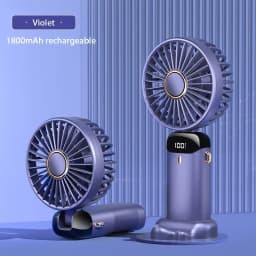 Portable Handheld Mini Fan Foldable Neck Hanging Fans 5 Speed USB Rechargeable Fan with Phone Stand and Display Screen 1800mAh