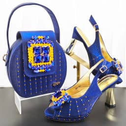 INS New Arrival Orange Color Party Wedding Pointed Toe Ladies Casual High Heels and Soft Bag Set Decorated With Rhinestone