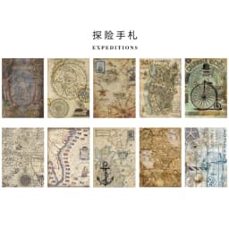 10 Pcs Large Size Junk Journal Paper Retro Map Material for DIY Scrapbooking Collage Album Week Diary Decoration Background