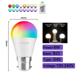 1-10PCS Smart RGBW LED Bulb Spotlight E27 E14 B22 GU10 with Infrared Remote Control Suitable for Colorful Home Lighting