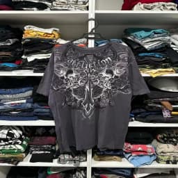 Black Mens Gothic Dark Style Sweatshirt Loose Unique Wing Print Design on Front Chest Trendy Casual Streetwear Edgy Personality