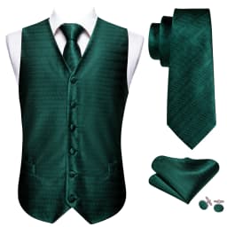 30 Colors Designer Green Vest for Men Clover Paisley Plaid V Neck Waistcoat Tie Set Wedding St.Patrick's Day