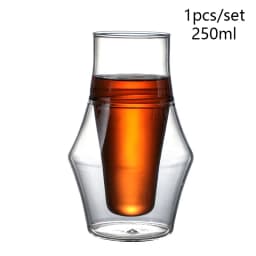 YWDL New Creative Double-layer Glass Cup Espresso Coffee Cup Anti-scalding Milk Party Brandy Wine Teacup Mug 120/250/335ml