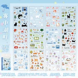 TIANZI Cute Cat Theme Die-Cut Sticker Book 20/40 Sheets DIY Decorative Journal Phone Case Collage Aesthetic Stationery Stickers